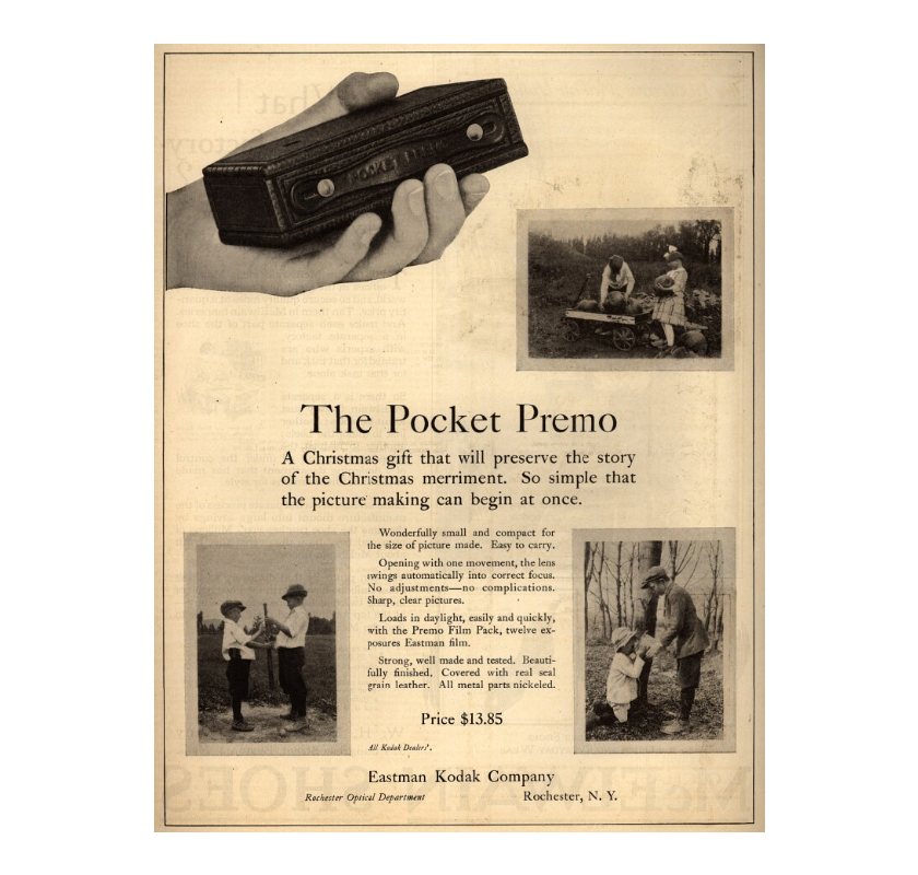 Реклама карманного фотоаппарата из 1920-го года