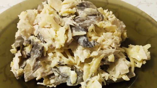 Салат с курицей грибами и картошкой рецепт фото пошагово и видео