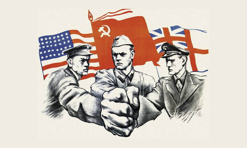 После 2 плакат. Союзники СССР во второй мировой войне. Ленд Лиз США СССР во второй мировой. Плакат СССР США И Великобритании единым ударом. Ленд-Лиз плакаты.