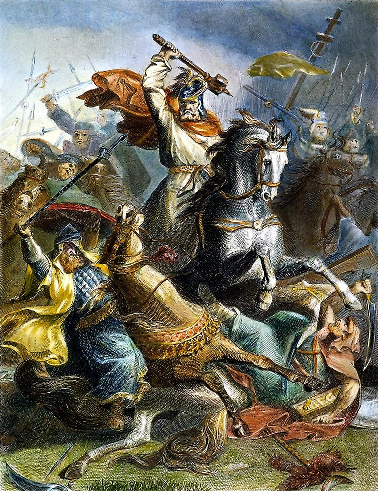 Карл Мартелл в битве при Пуатье. Георг Блайбтреу 