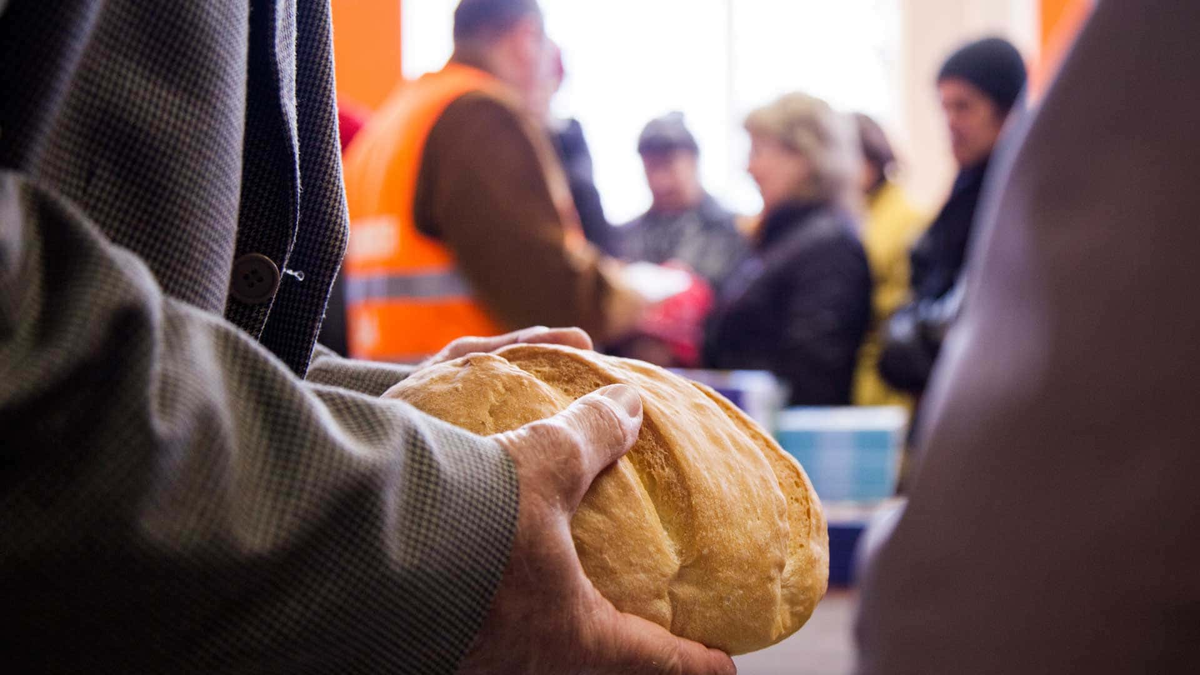 Дает с руки еду. Раздача хлеба. Хлеб еда для бедных. Хлеб для нуждающихся. Человек хлеб.