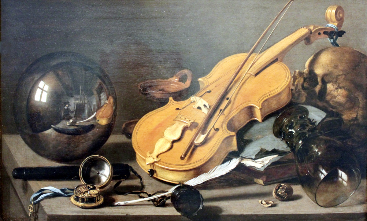 Питер Клас. Ванитас со скрипкой и хрустальным шаром, 1628
