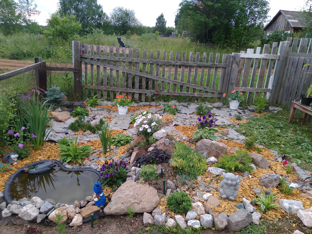 Процесс создания сада! Кусочек с прудом. 