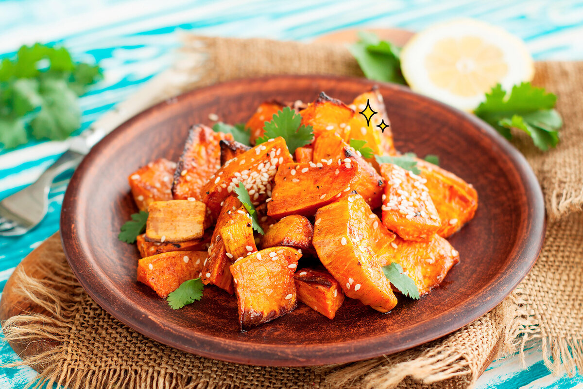     Быстрый рецепт здорового ужина: запечённый в специях батат