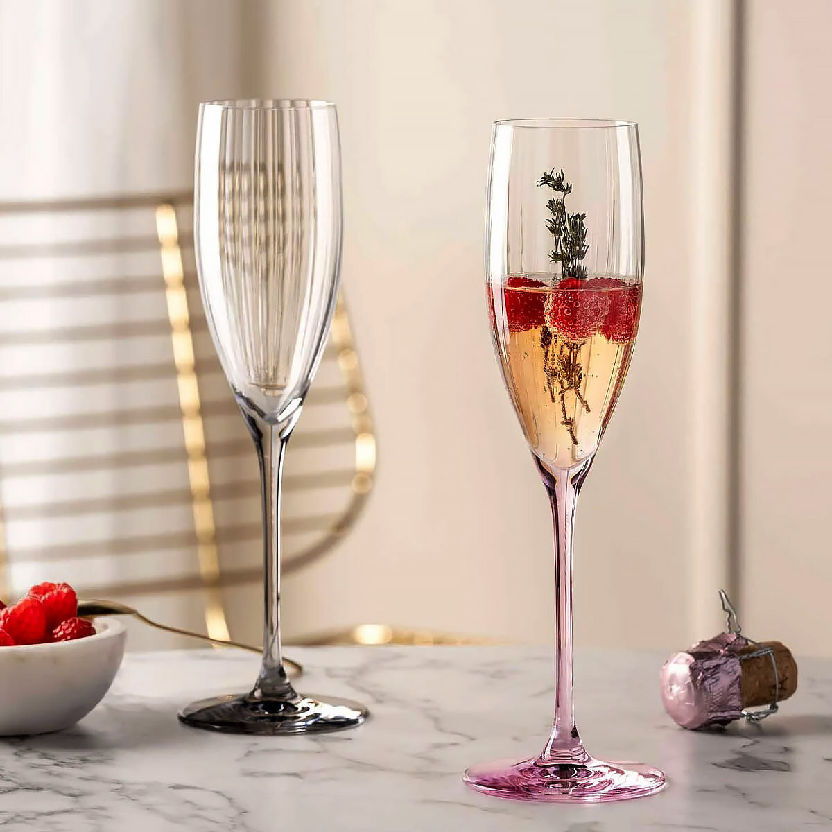 Бокалы для шампанского Leonardo Poesia, прозрачный и розовый