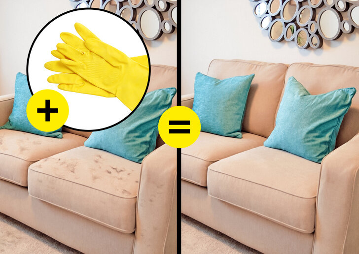 Как правильно почистить диван и убрать царапины и затяжки.