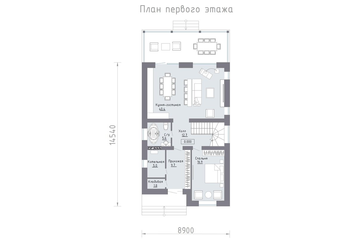 Проекты домов для узких участков одноэтажные с 3 спальнями