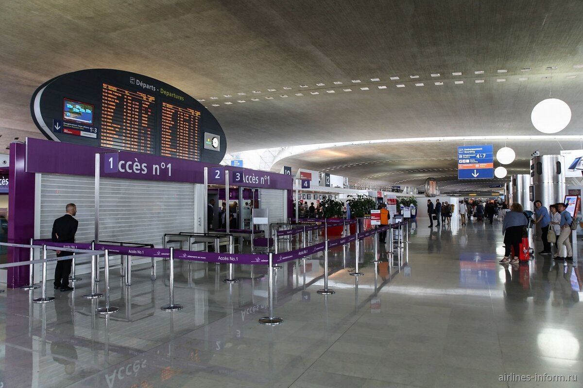 Аэропорт CDG (Charles de Gaulle) в Париже - стойки регистрации (изображение взято с сайта airlines-inform.ru)