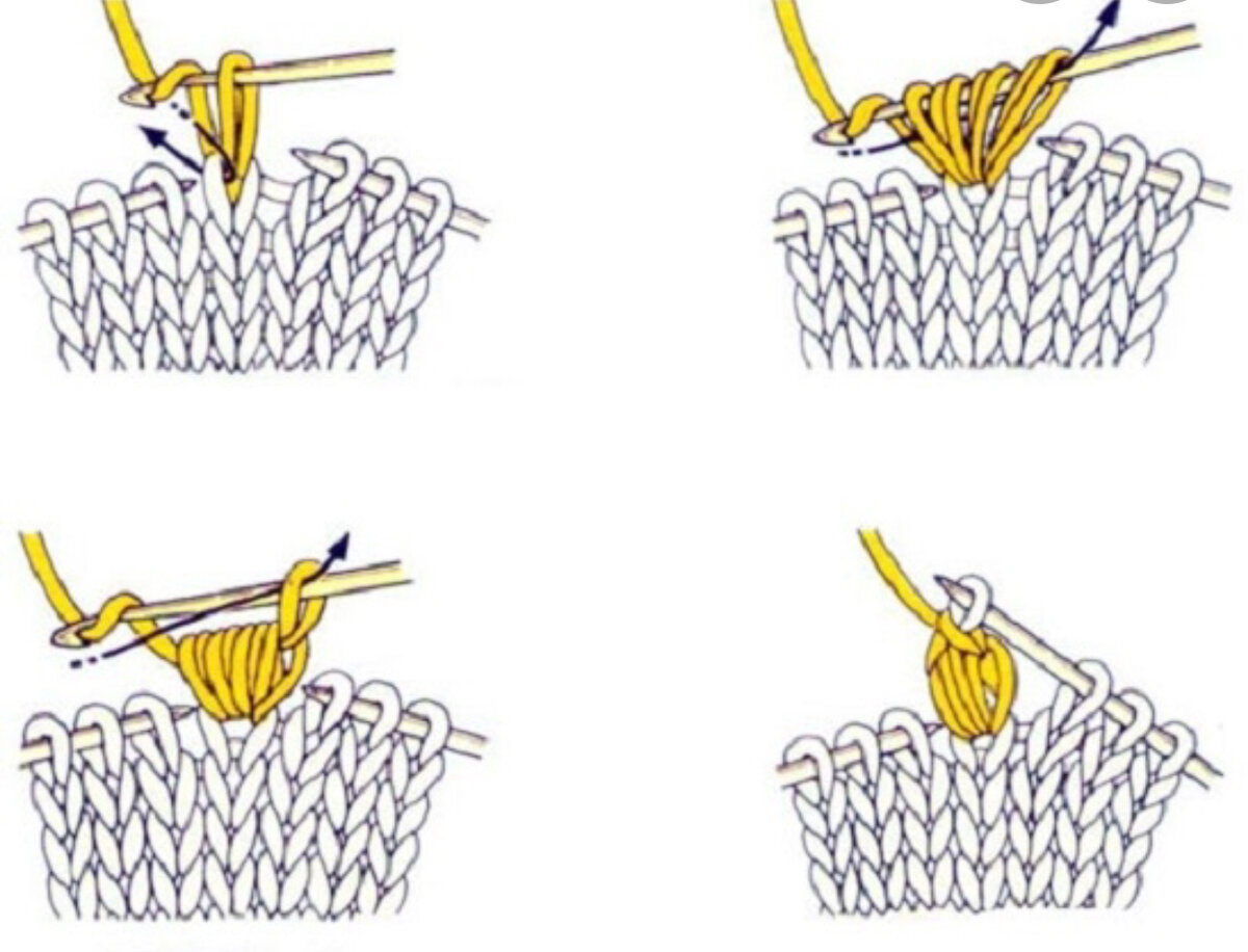 Схема вязания шишечек спицами