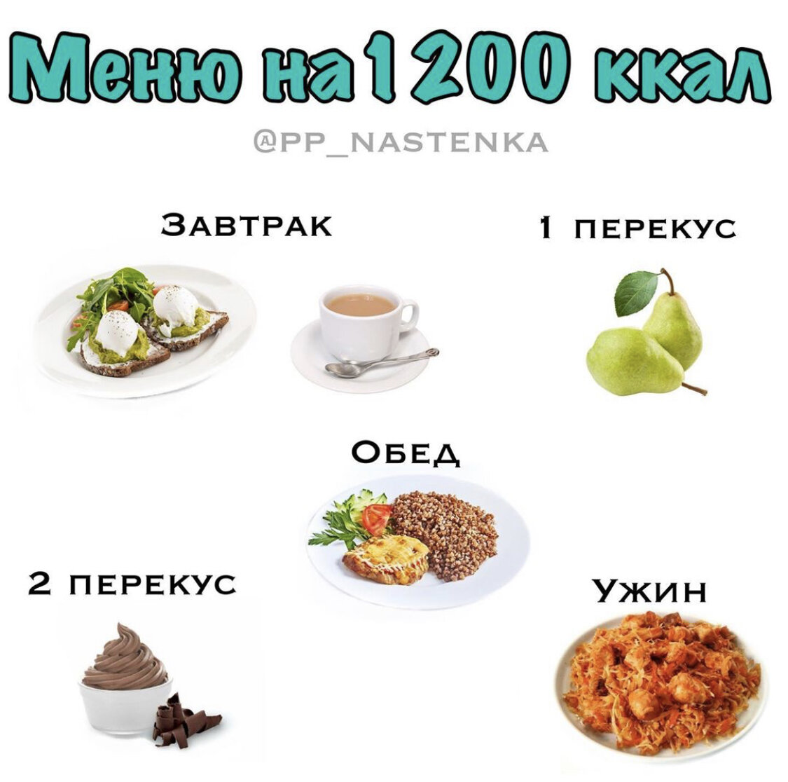 МЕНЮ НА 1200 ККАЛ | pp_nastenka | Дзен