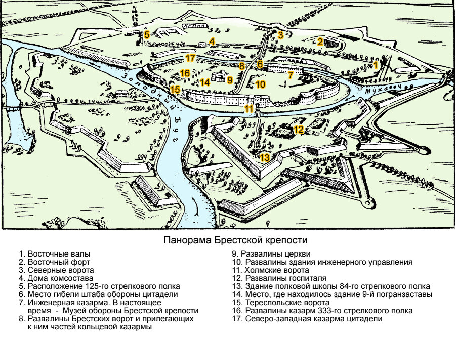 Карта брестской крепости в 1941 году