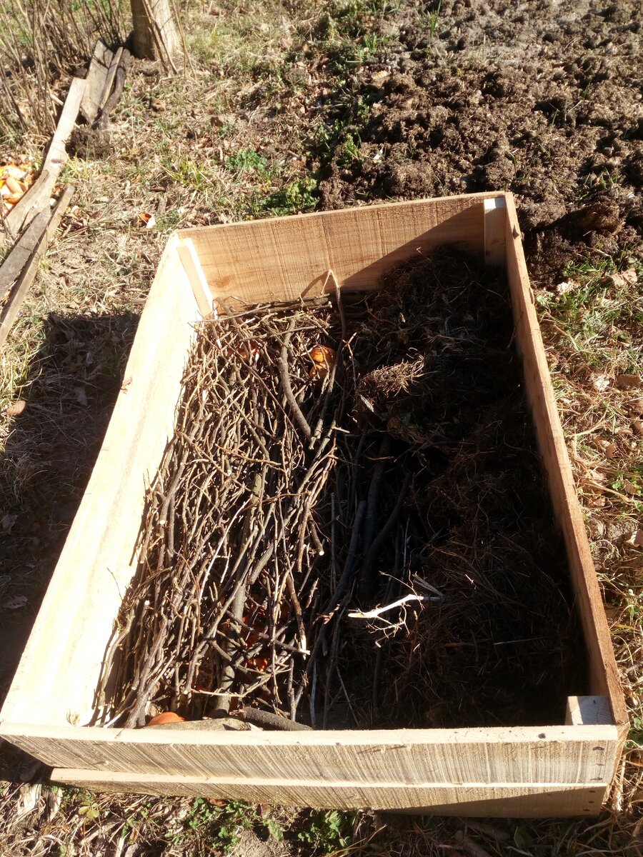 Как раз обрезали деревья и сложили мелкие ветки в низ, это дренаж.