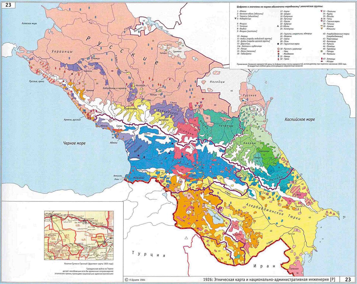 Этническая карта Кавказа (автор А. Цуциев)
