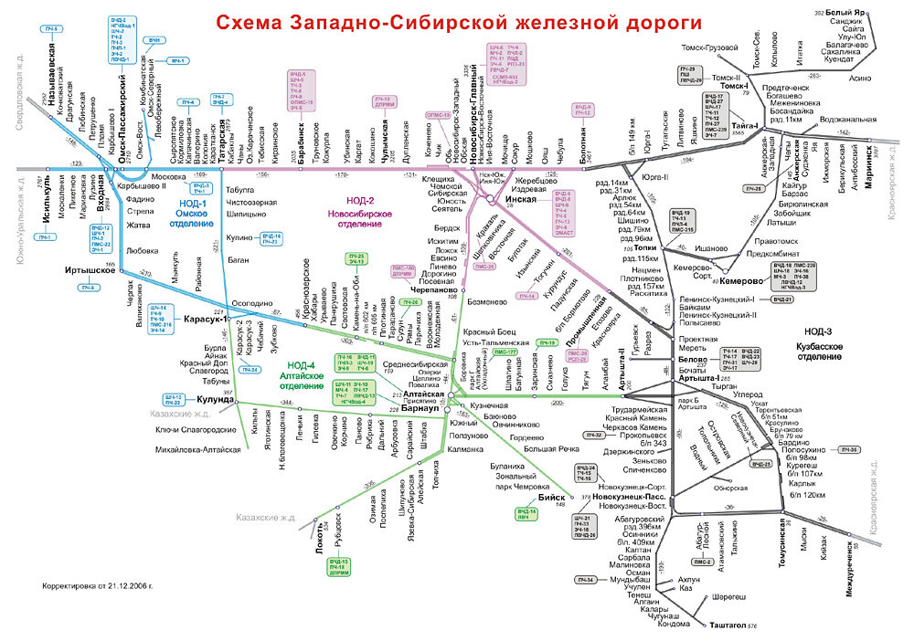 Карта железных дорог западной сибири