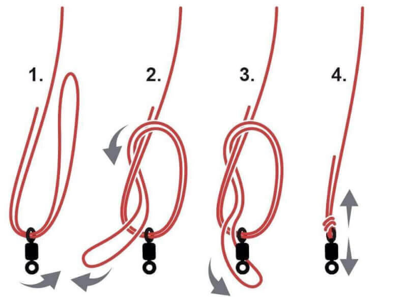 Improved Clineh — простой узел, но уступающий по надежности предыдущему. Чтобы его связать нужно продеть вязаную леску в кольцо, а потом несколько раз обмотать главной направляющей петлю. Далее продеть конец через небольшую петельку вблизи ушка и затем через большую петлю. После смочить водой и затянуть.