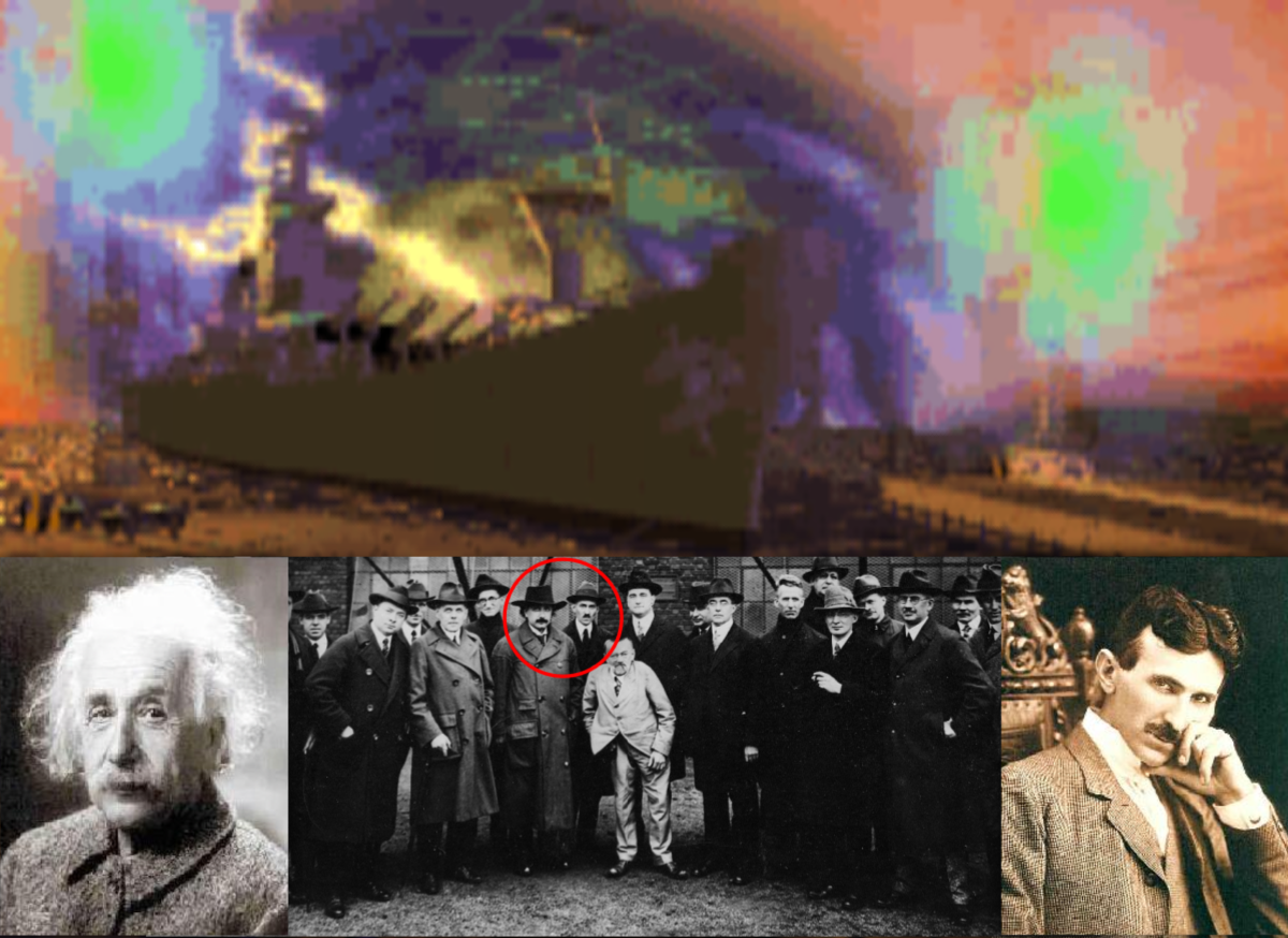 Молодые Тесла и Эйнштейн в красном круге. Соперники с самого начала... 