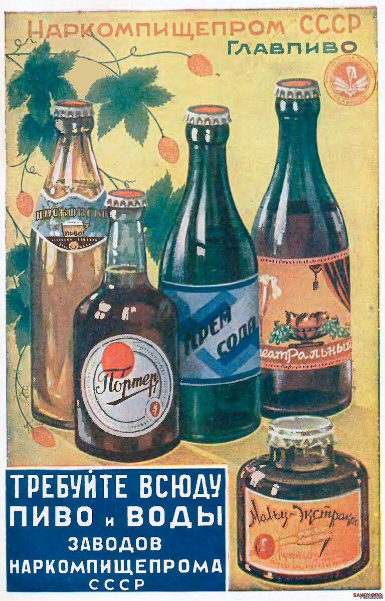 Плакат СССР "Соки, воды".