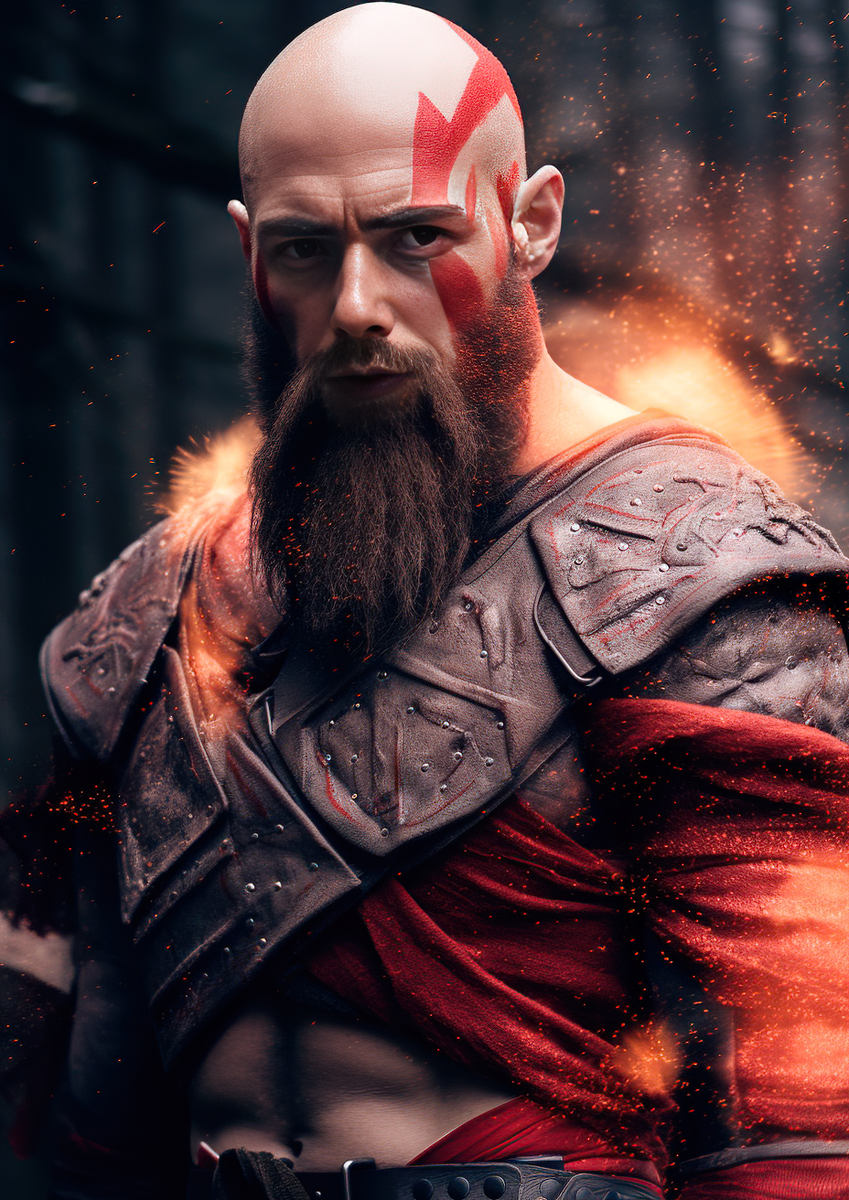 Превращение в персонажа игры God of War. 