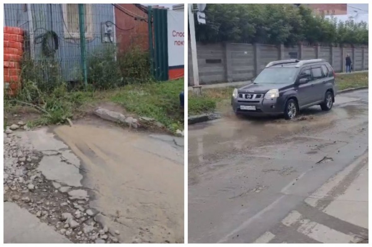    В Новосибирске со стройплощадки сливают грязную воду на проезжую часть