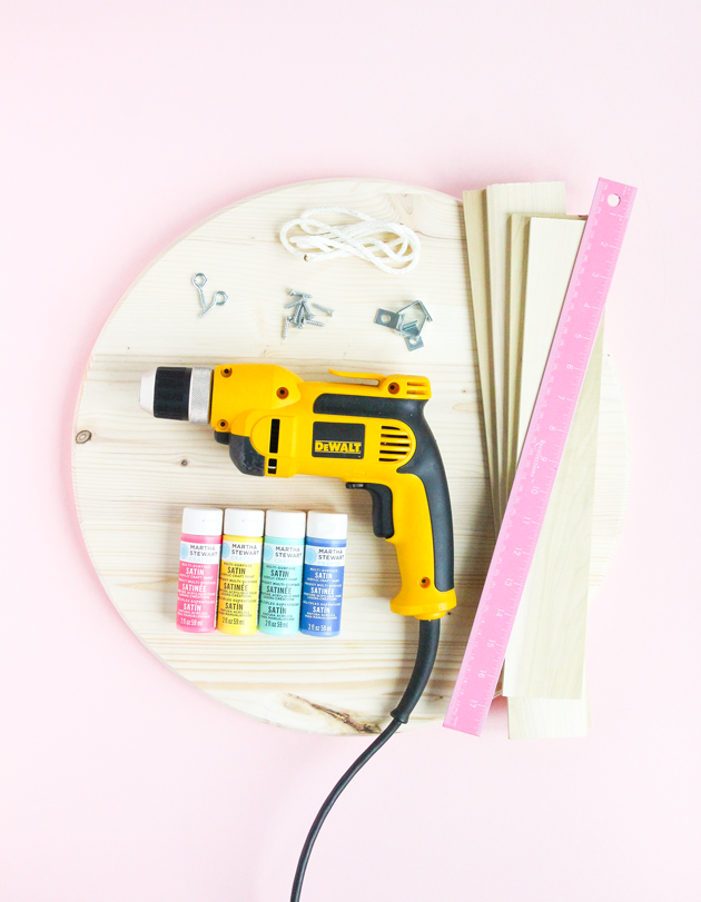 инструменты и материалы для изготовления круглой радужной полки