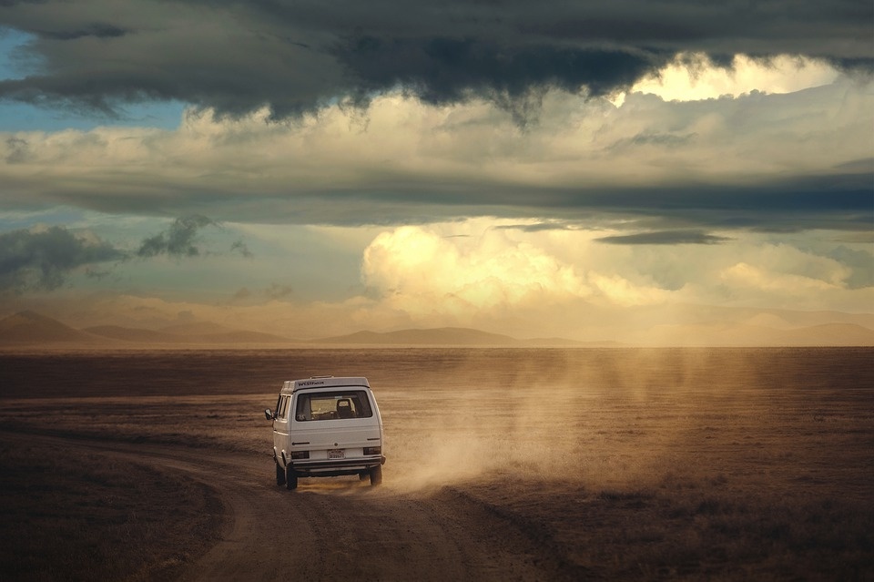 https://pixabay.com/photos/landscape-path-car-dust-sky-4483412/