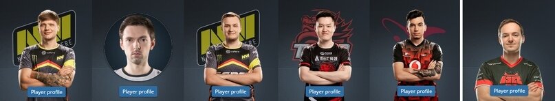 Слева направо: s1mple, B1ad3, flamie, BnTeT, woxic и тренер Johnta.
