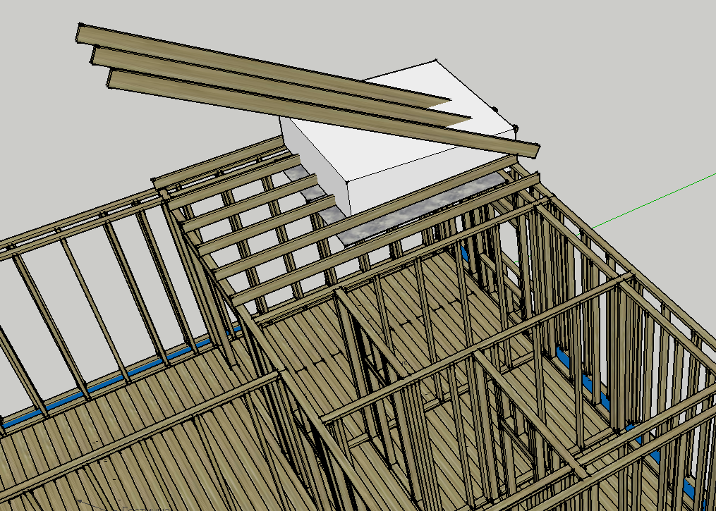 Иллюстрация решения с одним каркасом верхнего перекрытия 