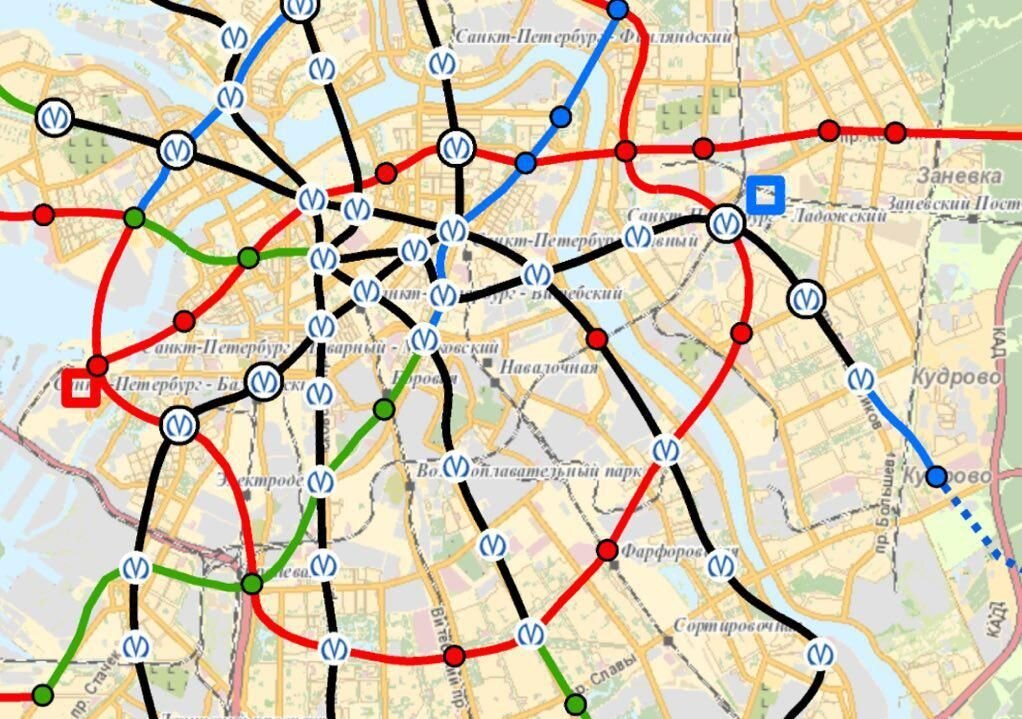 Карта кольцевой линии метро спб