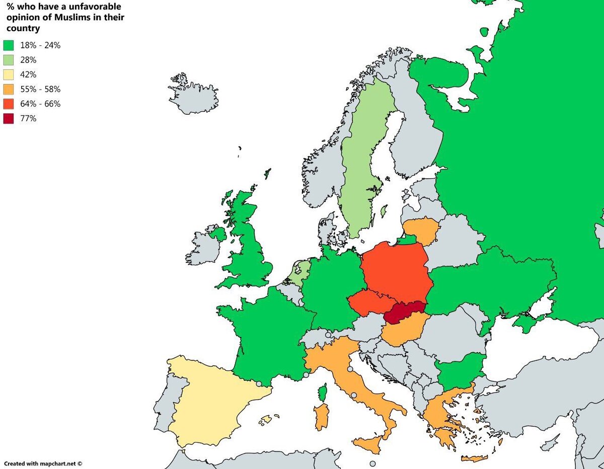 Ислам в европе карта