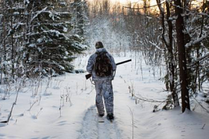 Охотник в зимнем лесу