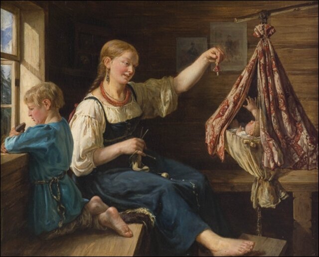 Картина «Колыбельная песня» Рисс Ф.Н. Ранее 1886 г.