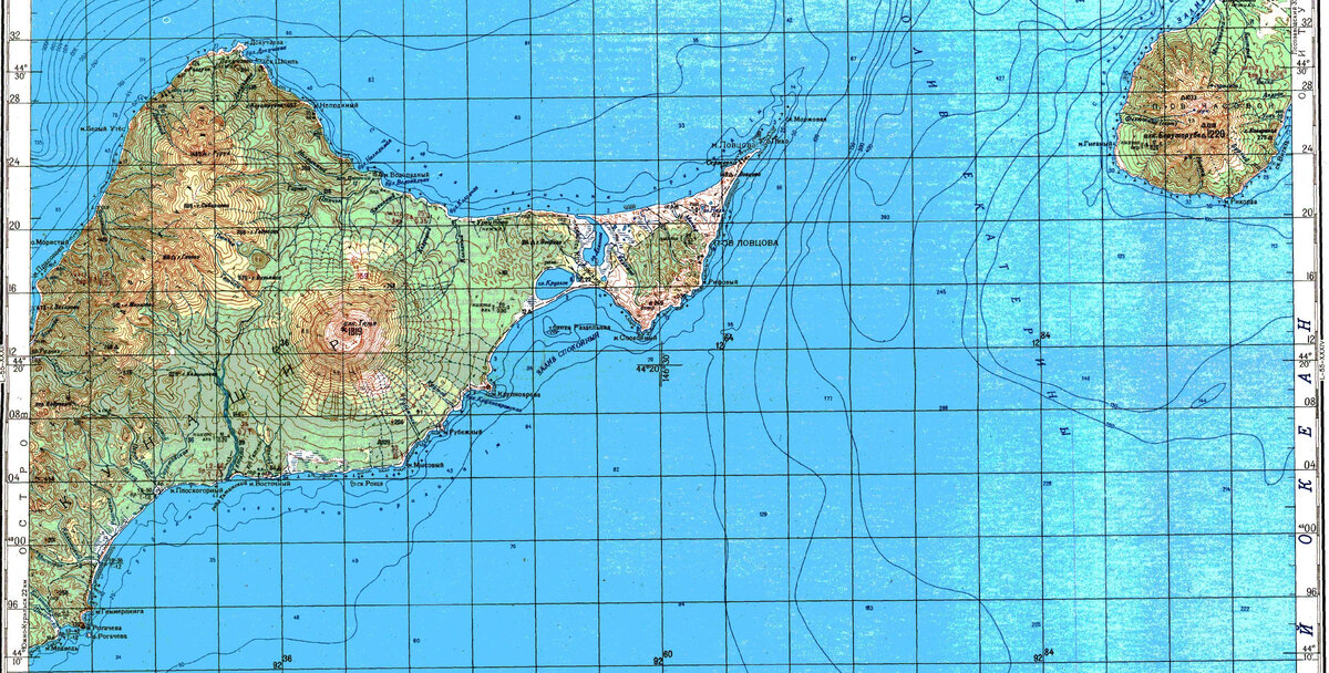 Карта острова кунашир подробная