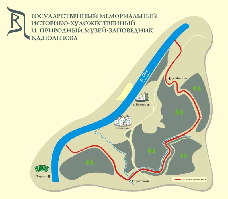 Таруса как добраться. Карта музея заповедника Поленово. Поленово музей усадьба на карте Тульской области. Заповедник Поленово. Музей заповедник Поленово границы на карте.