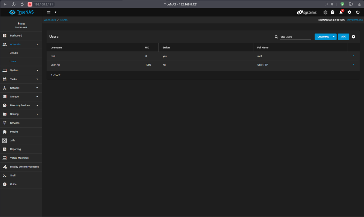 Создаем нового пользователя для доступа к FTP серверу
