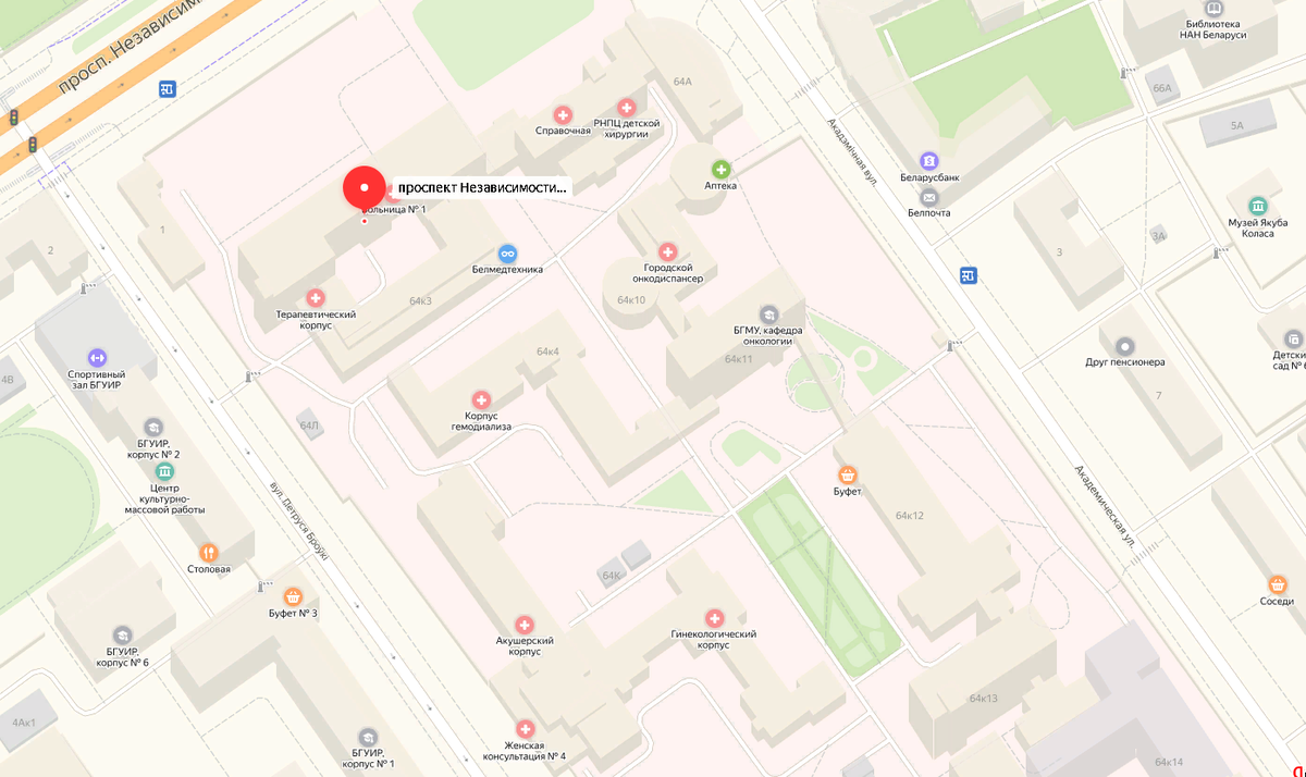 Карта территории больницы. 