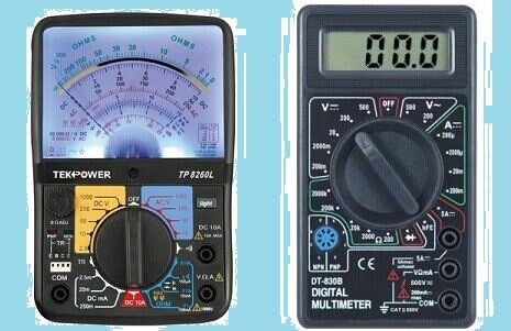 Как пользоваться тестером аналогового типа, рассказано в другой инструкции. Сейчас они применяются редко, ведь при снятии показаний, например, напряжения степень погрешности слишком велика. Изначально измерения правдоподобны, но показываются с отклонением. Но сюда нужно добавить человеческий фактор, когда глаз не всегда улавливает минимальное отклонение стрелки. Цифровые устройства не боятся вибрации. От механических колебаний показания не зависят. Индикатор четко указывает величину измеряемого параметра.