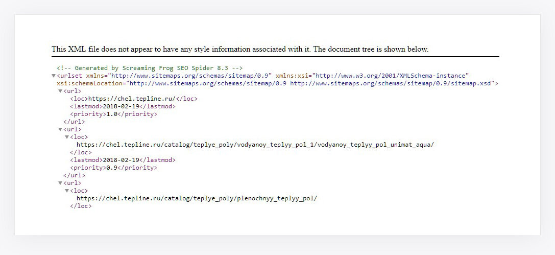 Sitemap.xml домена chel.tepline.ru