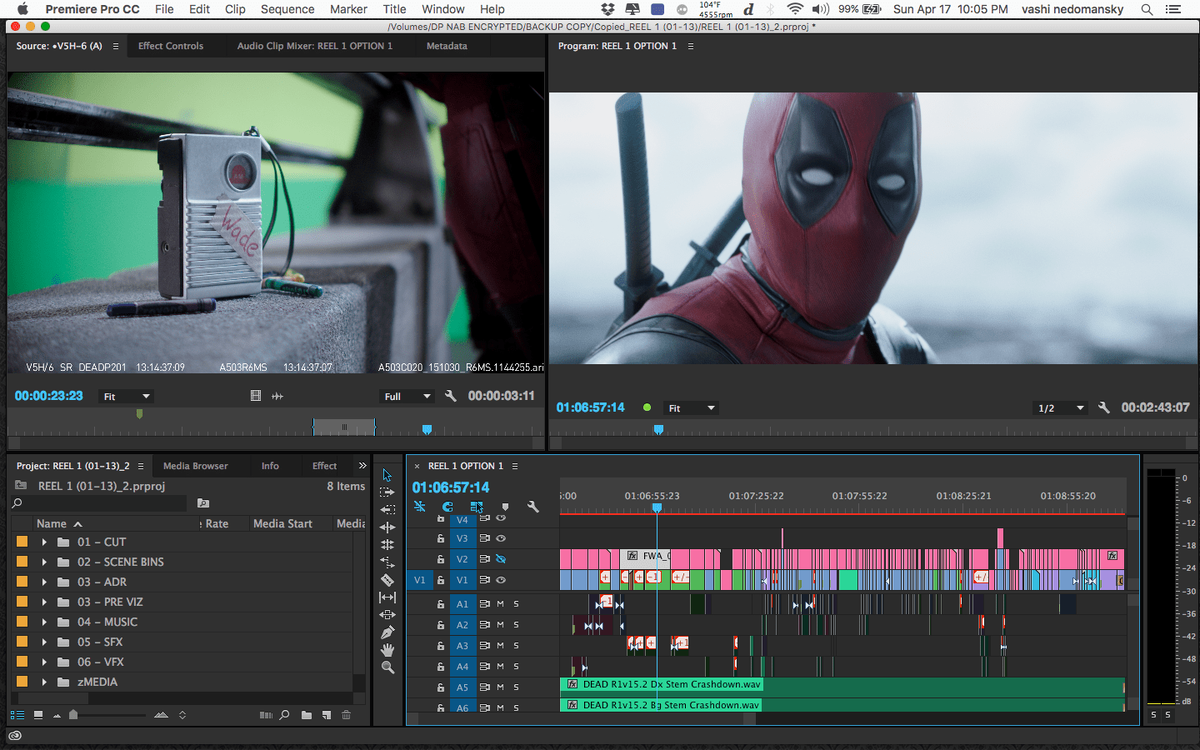 «Deadpool» Adobe Premiere Pro Timeline. Источник: Яндекс.картинки