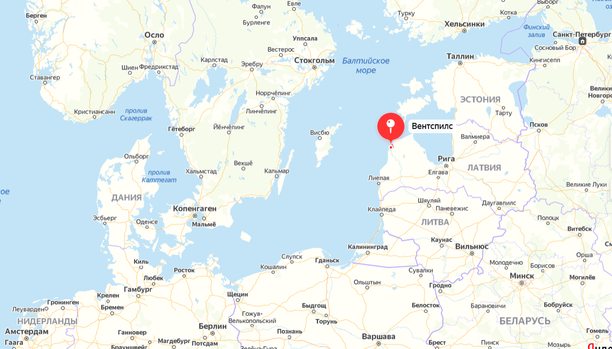 Место гавани на глобусе Балтийского моря.