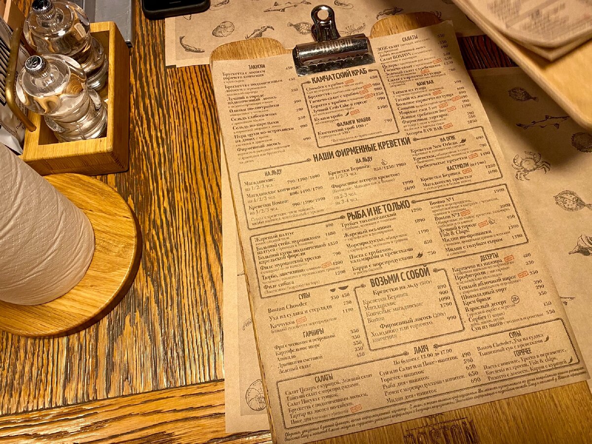 Меню помещается на одном листе - просто, удобно, лаконично.