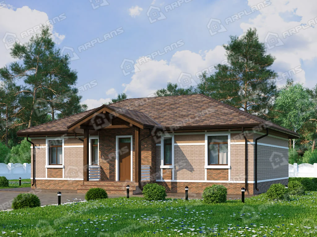 Фото 2 одноэтажного дома из газобетона. Источник arplans.ru Проект К-313