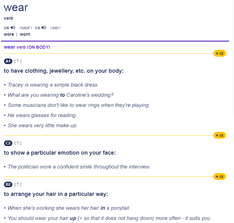 Cкриншот из словаря СALD