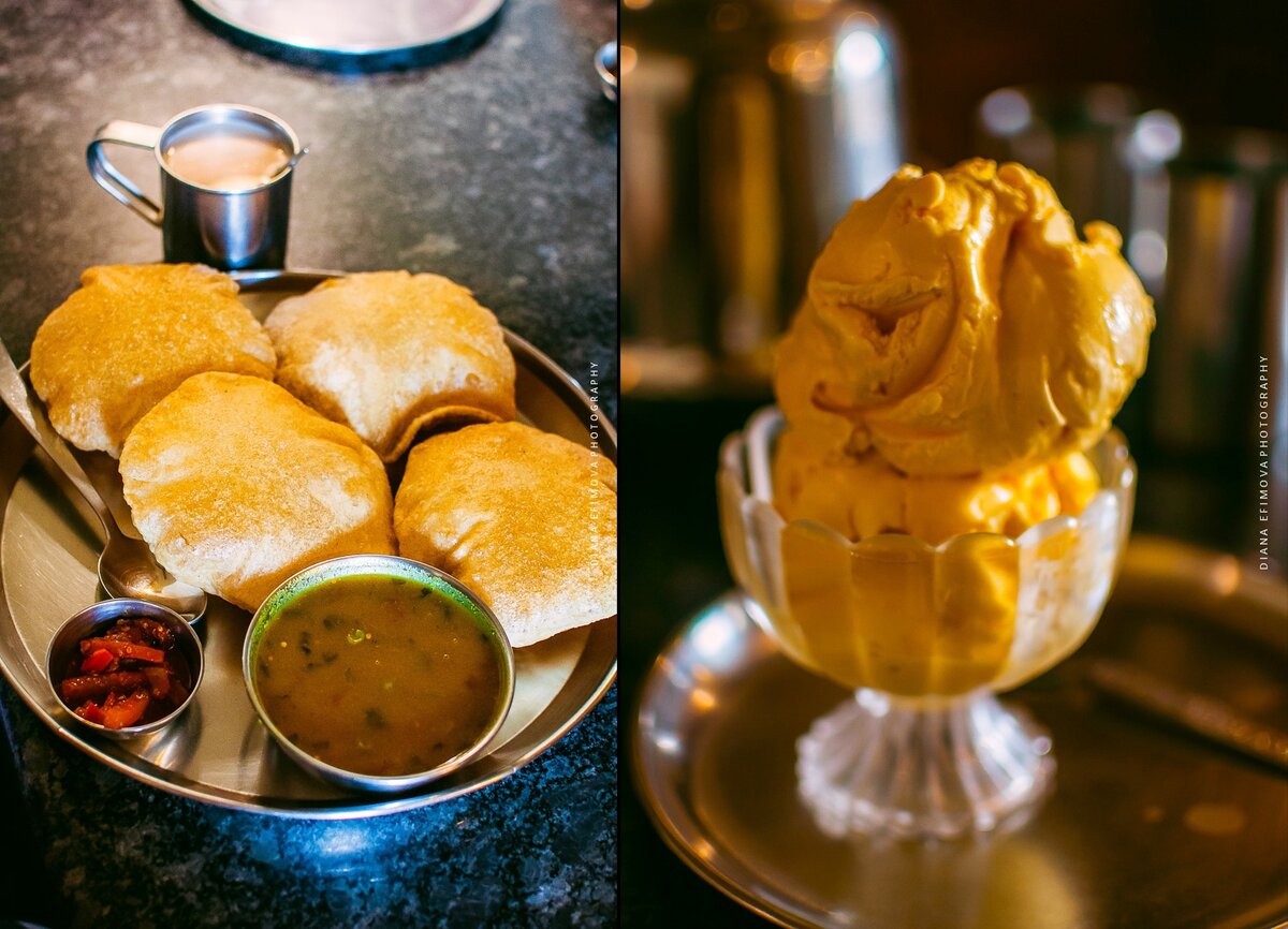 чапати с далом и масала чай / манговое мороженое