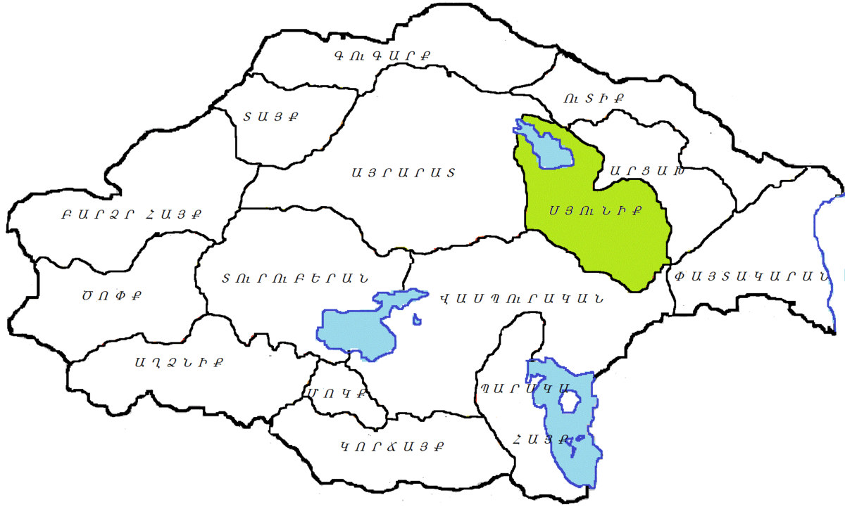 Провинция Сюник на карте Великой Армении