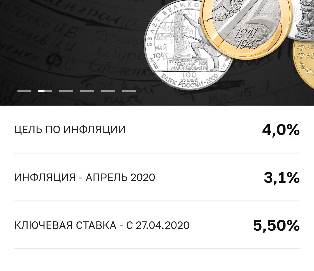 Данные ЦБ РФ на 20.05.2020г. 