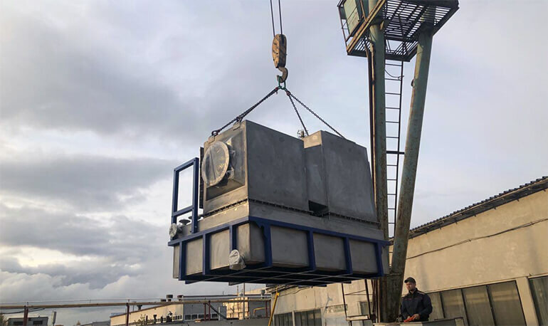 Компактное горизонтальное исполнение насадочного газопромывателя