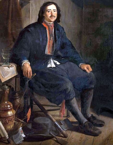Петр I в костюме корабельного мастера. Автора не нашла.