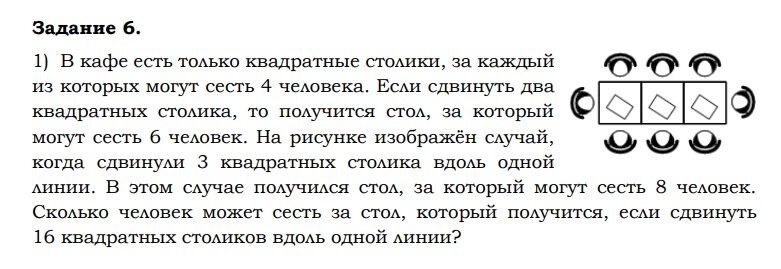 Задача в кафе есть только квадратные столики