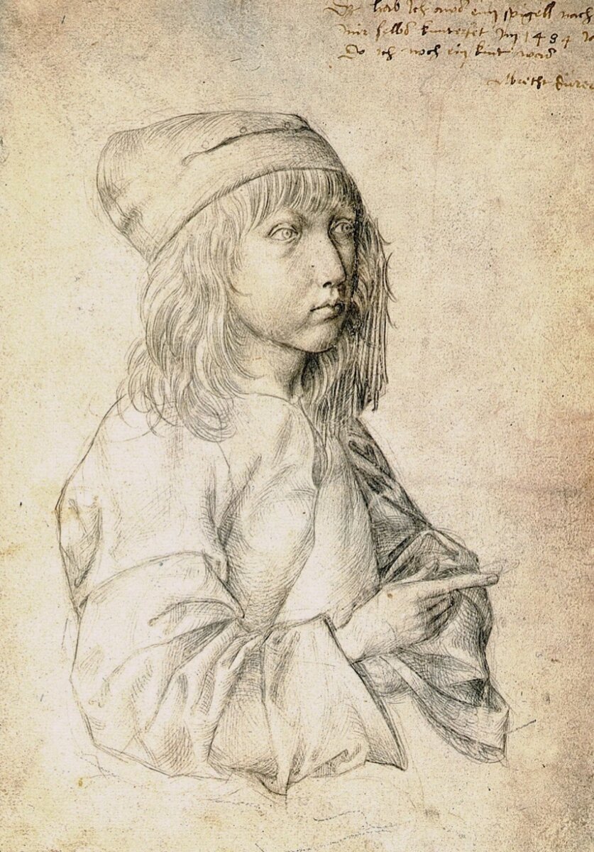 Альбрехт Дюрер "Автопортрет в возрасте 13 лет", 1484.  Галерея Альбертина, Вена.