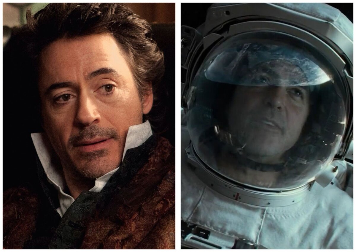 Кадр из фильма «Шерлок Холмс» / кадр из фильма «Гравитация» 